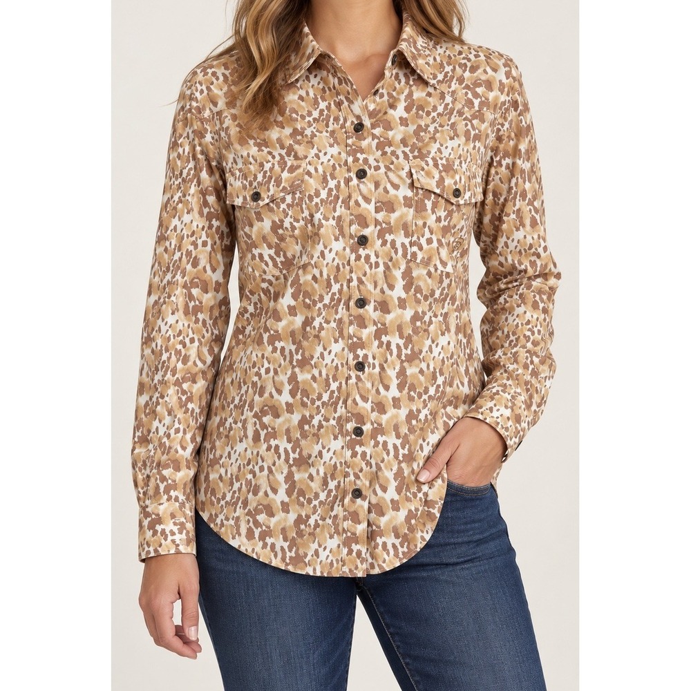 Ariat Western VentTEK Stretch Shirt Women's XL Sophia Leopard Long Sleeve